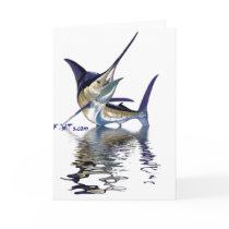 Great marlin with reflection in water