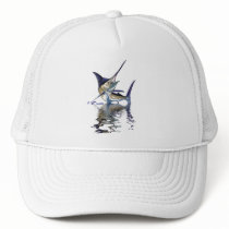 Great marlin with reflection in water