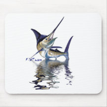 Great marlin with reflection in water mouse pads