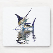 Great marlin with reflection in water