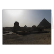 Great Sphinx and pyramid at sunset cards