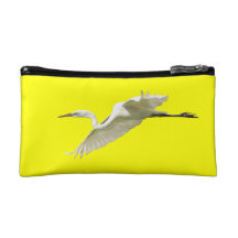 Great White Egret in Flight Makeup Bag