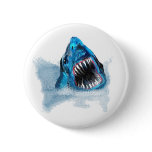 Great White Shark Attack Painting Button
