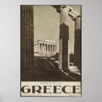 Greece Athens Vintage Travel Poster Ad Retro
