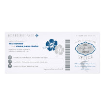 Greece Boarding Pass Wedding Invitation