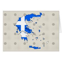 Greece Flag Map full size Card