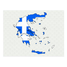 Greece Flag Map full size Post Card