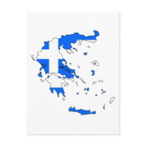 Greece flag map post cards