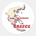 Greece Map Round Stickers