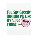 Greedy Capitalist Pig postcards