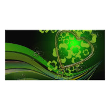 Greeen shamrock love customized photo card