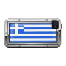 Greek Flag in a Steel Frame iPhone 4 Cover