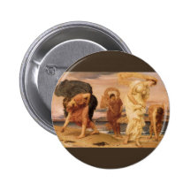 Greek Girls Picking Up Pebbles By The Sea Leighton Pin