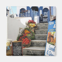 greek tavern on Santorini, Greece Fridge Magnets