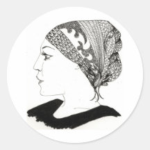 greek woman round sticker