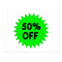 Green 50 Percent Off Postcards