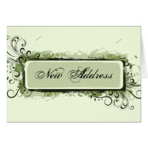 Green Abstract Floral Change of Address Card