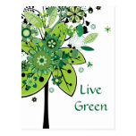 Green Abstract Tree Post Cards