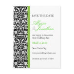 Green Accent Damask Save the Date Card