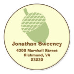Green acorn fall autumn custom name address label round stickers