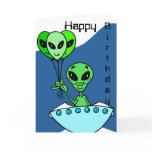 Green Alien Birthday Card