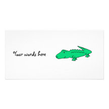 Green alligator personalized photo card