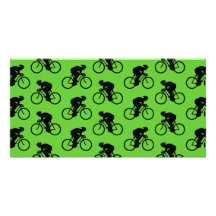 Green and Black Bicycle Pattern. Picture Card