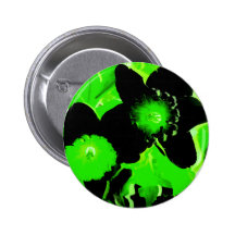 Green and Black Daffodils Button