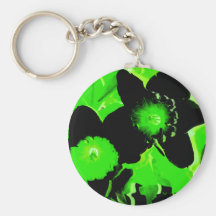 Green and Black Daffodils Key Chain