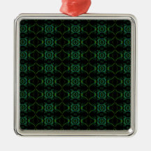 Green and black floral pattern. christmas tree ornament