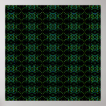 Green and black floral pattern. print