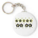 Green and Black Flowers Bride to Be keychains