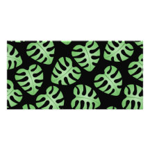 Green and Black Leaf Pattern. Photo Card