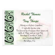 Green and black wedding invitation card
