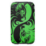 Green and Black Yin Yang Kittens Tough iPhone 3 Covers