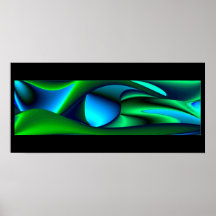 green and blue abstract on black posters