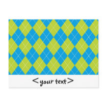 Green and Blue Argyle Pattern Postcard