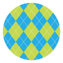 Green and Blue Argyle Pattern Sticker