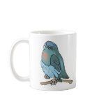 green and blue budgie bird mugs