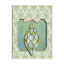 Green and Blue Christmas Tree Ornament Postcard