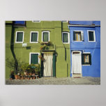 Green and Blue House, Burano, Venice posters
