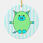 Green and Blue Power - Piggies and Stripes Ornament