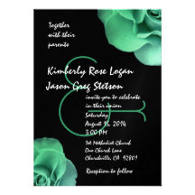 Green and Blue Roses Wedding R310 Custom Announcements