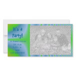 Green and Blue Tie Dye Party Invitation Photo Card photo cards