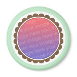 Green and brown baby photo frame fridge magnet