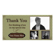Green and Brown Plaid Photo Thank You Card Photo Card Template