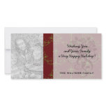 green and burgundy red chandelier damask christmas photo cards