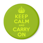Green and Chartreuse Keep Calm and Carry On Refrigerator Magnets
