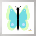 Green And Cyan Butterfly Posters