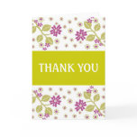 Green and fuchsia floral thank you card